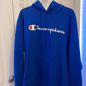 Champion hoodie sweatshirt. Royal blue, good condition. No holes or tears